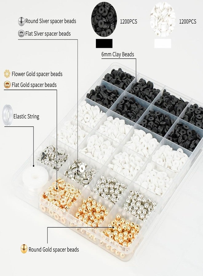 Nuvex Clay Beads Bracelets for Women, Bracelet Making kit Preppy Golden Beads for Jewelry Making, Charms Bracelet Kit, DIY Arts and Crafts Birthday Gifts [Classic Black & White] - Image 2